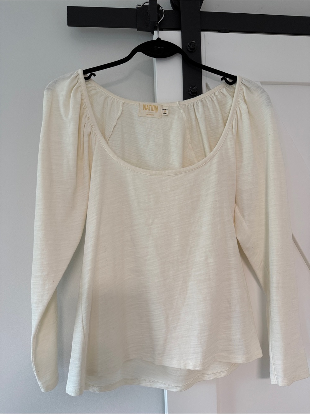 Nation LTD Ivory Scoop-Neck Long Sleeve Tee
